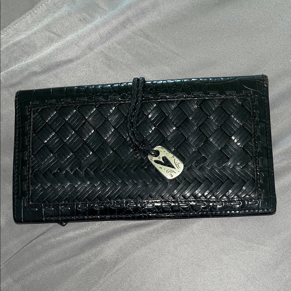 Brighton Brazilian Bree woven leather wallet organizer / clutch w/ Silver Detail